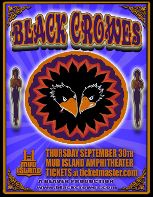 Concert poster from The Black Crowes - Mud Island River Park Amphitheater, Memphis, TN, USA - Sep 30, 2010