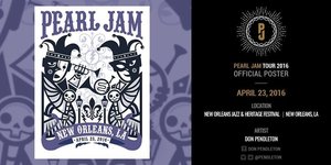 Concert poster from Pearl Jam - New Orleans Jazz & Heritage Festival, New Orleans, LA, USA - Apr 23, 2016