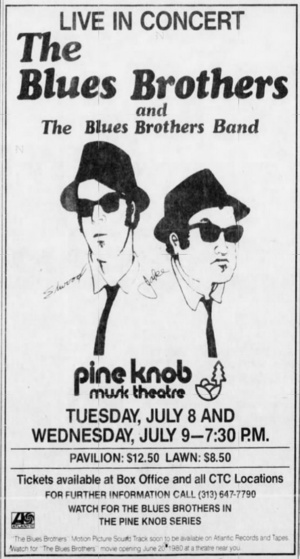 Concert poster from Blues Brothers - Pine Knob Music Theatre, Clarkston, MI, USA - Jul 9, 1980