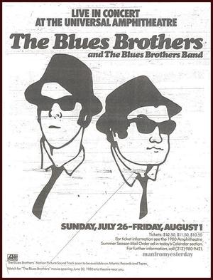 Concert poster from Blues Brothers - Universal Amphitheatre, Universal City, CA, USA - Aug 1, 1980