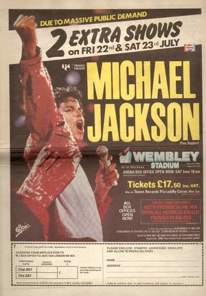 Concert poster from Michael Jackson - Wembley Stadium, London, England - Jul 22, 1988