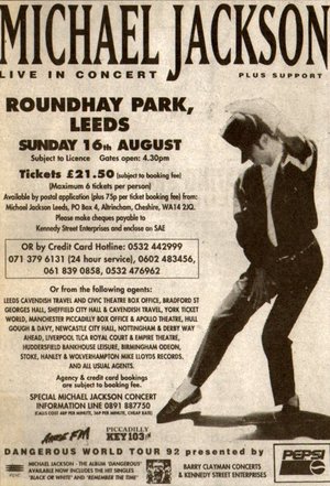 Concert poster from Michael Jackson - Roundhay Park, Leeds, England - Aug 16, 1992