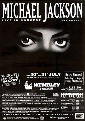Concert poster from Michael Jackson - Wembley Stadium, London, England - Jul 30, 1992
