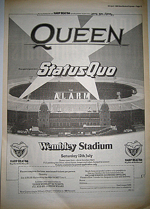 Concert poster from Queen - Wembley Stadium, London, England - Jul 12, 1986