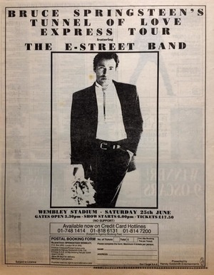 Concert poster from Bruce Springsteen - Wembley Stadium, London, England - Jun 25, 1988