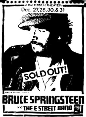 Concert poster from Bruce Springsteen - Tower Theatre, Upper Darby, PA, USA - Dec 31, 1975