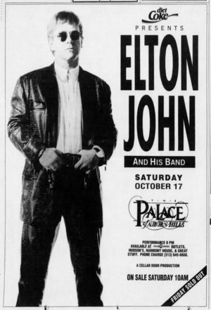 Concert poster from Elton John - Palace of Auburn Hills, Auburn Hills, MI, USA - Oct 17, 1992