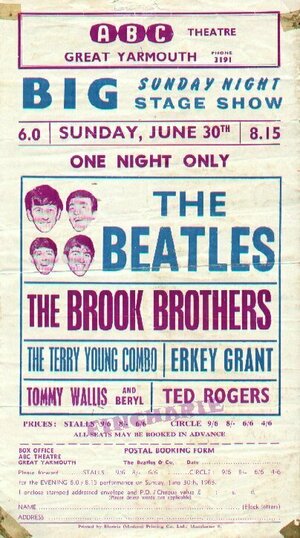 Concert poster from The Beatles - ABC Cinema, Great Yarmouth, England - 30. Jun 1963