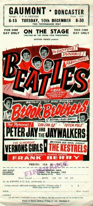 Concert poster from The Beatles - Gaumont Theatre, Doncaster, England - Dec 10, 1963
