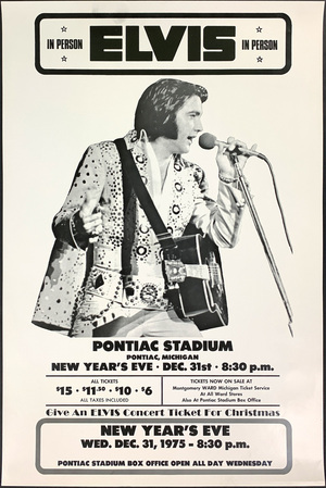 Concert poster from Elvis Presley - Pontiac Silverdome, Pontiac, MI, USA - Dec 31, 1975