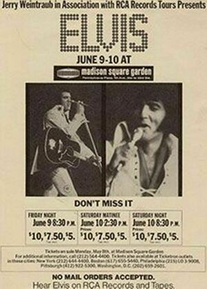 Concert poster from Elvis Presley - Madison Square Garden, New York, NY, USA - Jun 9, 1972