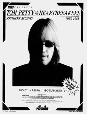 Concert poster from Tom Petty and The Heartbreakers - The Forum, Inglewood, CA, USA - Aug 1, 1985