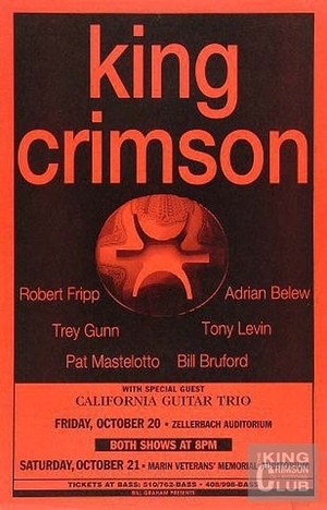 Concert poster from King Crimson - Zellerbach Hall, Berkeley, CA, USA - Oct 20, 1995