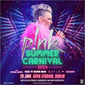 Concert poster from P!nk - Aviva Stadium, Dublin, Ireland - Jun 20, 2024
