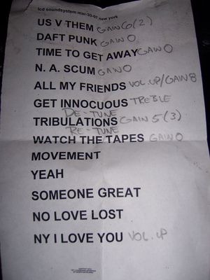 Setlist photo from LCD Soundsystem - Bowery Ballroom, New York, NY, USA - 30. Mar 2007
