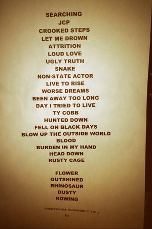 Setlist photo from Soundgarden - Toyota Presents at Oakdale Theatre, Wallingford, CT, USA - May 17, 2013