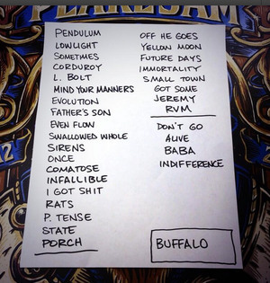 Setlist photo from Pearl Jam - First Niagara Center, Buffalo, NY, USA - Oct 12, 2013