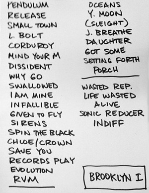Setlist photo from Pearl Jam - Barclays Center, Brooklyn, NY, USA - Oct 18, 2013