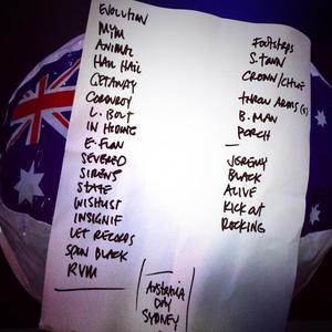 Setlist photo from Pearl Jam - Showgrounds, Sydney, Australia - Jan 26, 2014